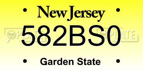 582BS0 New Jersey License Plate