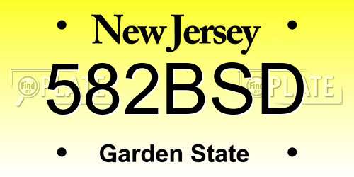 582BSD New Jersey License Plate