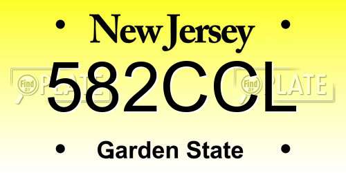 582CCL New Jersey License Plate