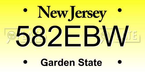582EBW New Jersey License Plate