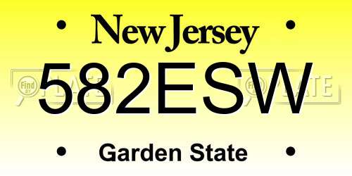 582ESW New Jersey License Plate