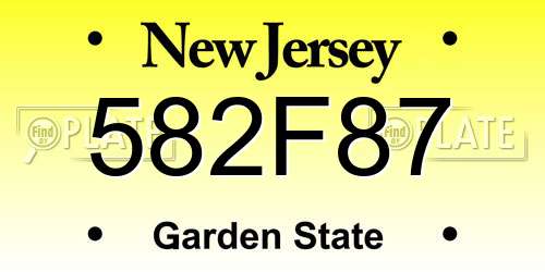 582F87 New Jersey License Plate