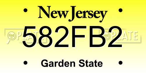 582FB2 New Jersey License Plate