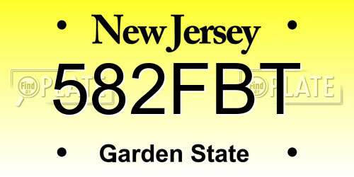 582FBT New Jersey License Plate