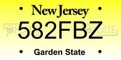 582FBZ New Jersey License Plate