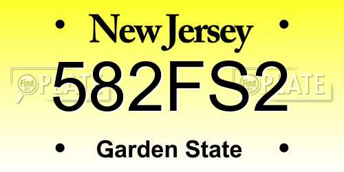 582FS2 New Jersey License Plate