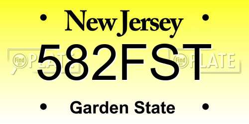 582FST New Jersey License Plate