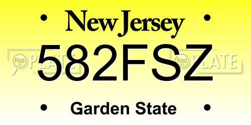 582FSZ New Jersey License Plate