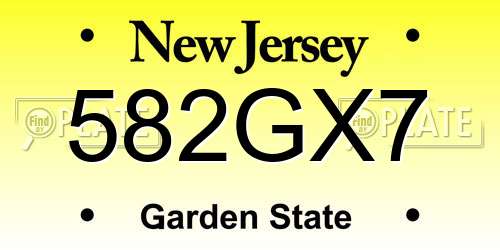582GX7 New Jersey License Plate