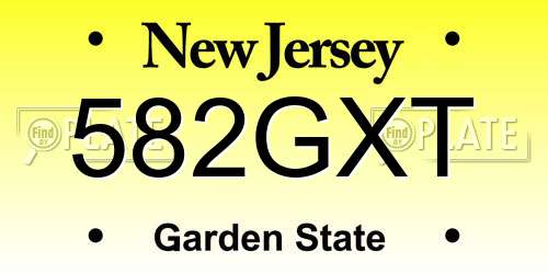 582GXT New Jersey License Plate