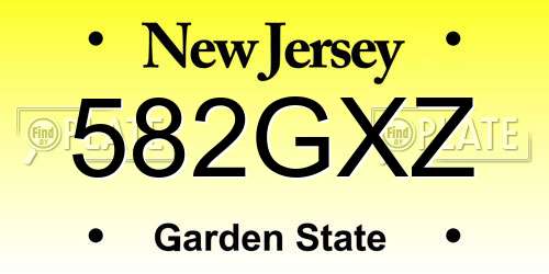 582GXZ New Jersey License Plate