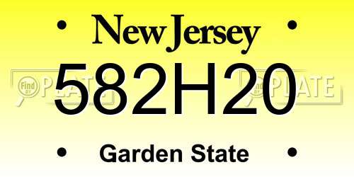 582H20 New Jersey License Plate