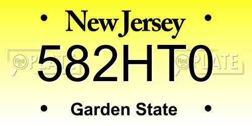 582HT0 New Jersey License Plate