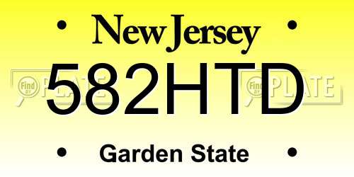 582HTD New Jersey License Plate