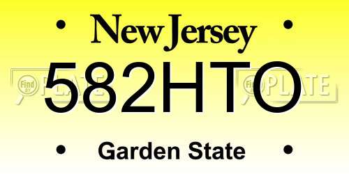 582HTO New Jersey License Plate