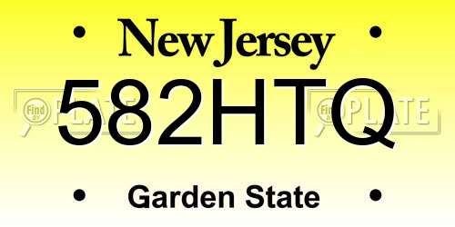 582HTQ New Jersey License Plate