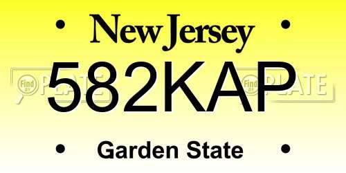 582KAP New Jersey License Plate