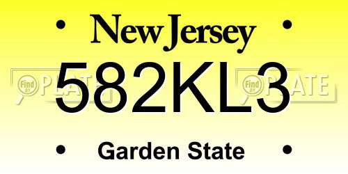 582KL3 New Jersey License Plate