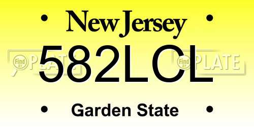 582LCL New Jersey License Plate