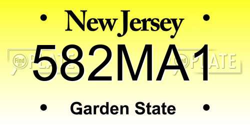 582MA1 New Jersey License Plate