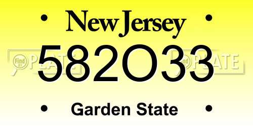 582O33 New Jersey License Plate