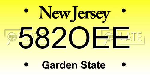582OEE New Jersey License Plate