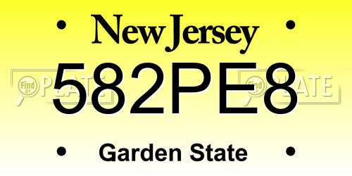 582PE8 New Jersey License Plate