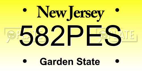 582PES New Jersey License Plate