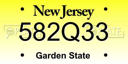 582Q33 New Jersey License Plate