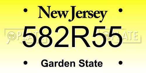 582R55 New Jersey License Plate