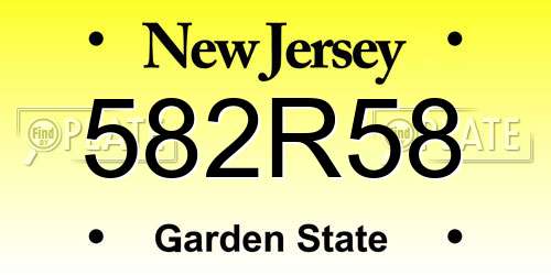 582R58 New Jersey License Plate