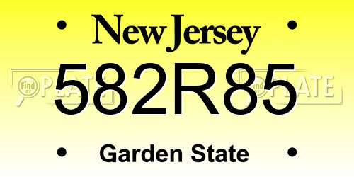 582R85 New Jersey License Plate