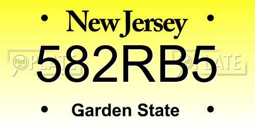 582RB5 New Jersey License Plate