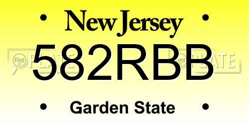 582RBB New Jersey License Plate