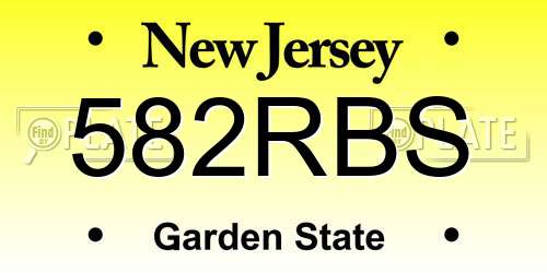 582RBS New Jersey License Plate