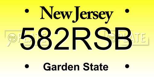 582RSB New Jersey License Plate