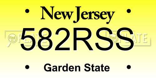 582RSS New Jersey License Plate
