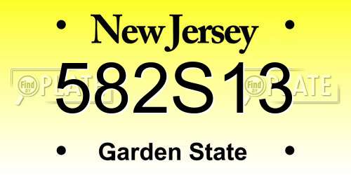 582S13 New Jersey License Plate