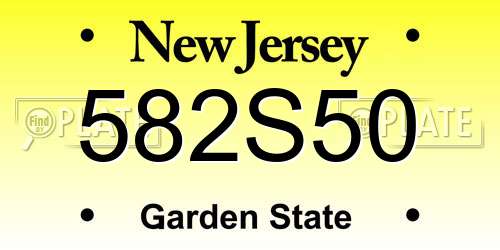 582S50 New Jersey License Plate