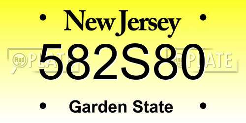 582S80 New Jersey License Plate