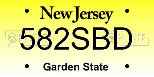 582SBD New Jersey License Plate