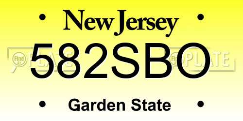 582SBO New Jersey License Plate