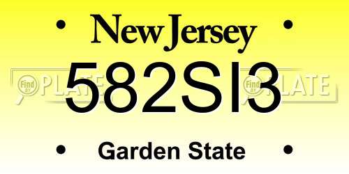 582SI3 New Jersey License Plate