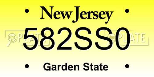 582SS0 New Jersey License Plate