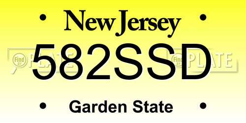 582SSD New Jersey License Plate