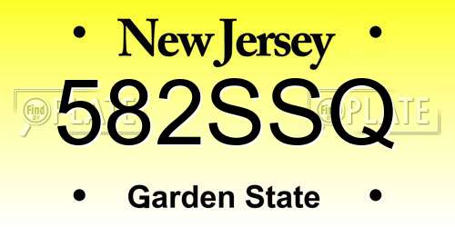 582SSQ New Jersey License Plate