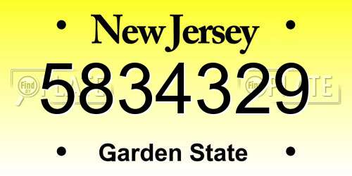 5834329 New Jersey License Plate