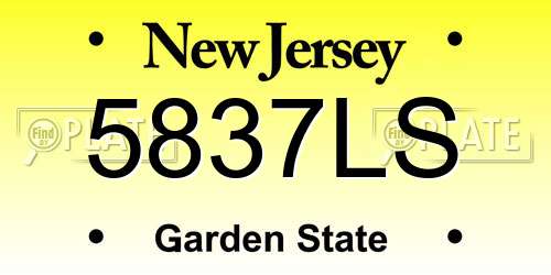 5837LS New Jersey License Plate