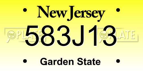 583J13 New Jersey License Plate