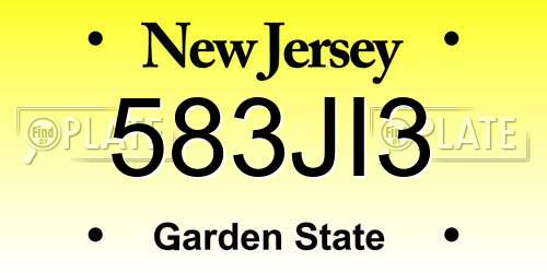 583JI3 New Jersey License Plate